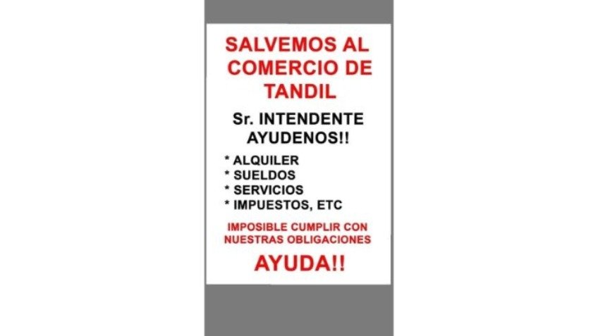 Varios locales le piden ayuda al gobierno local  para "Salvar al comercio de Tandil"
